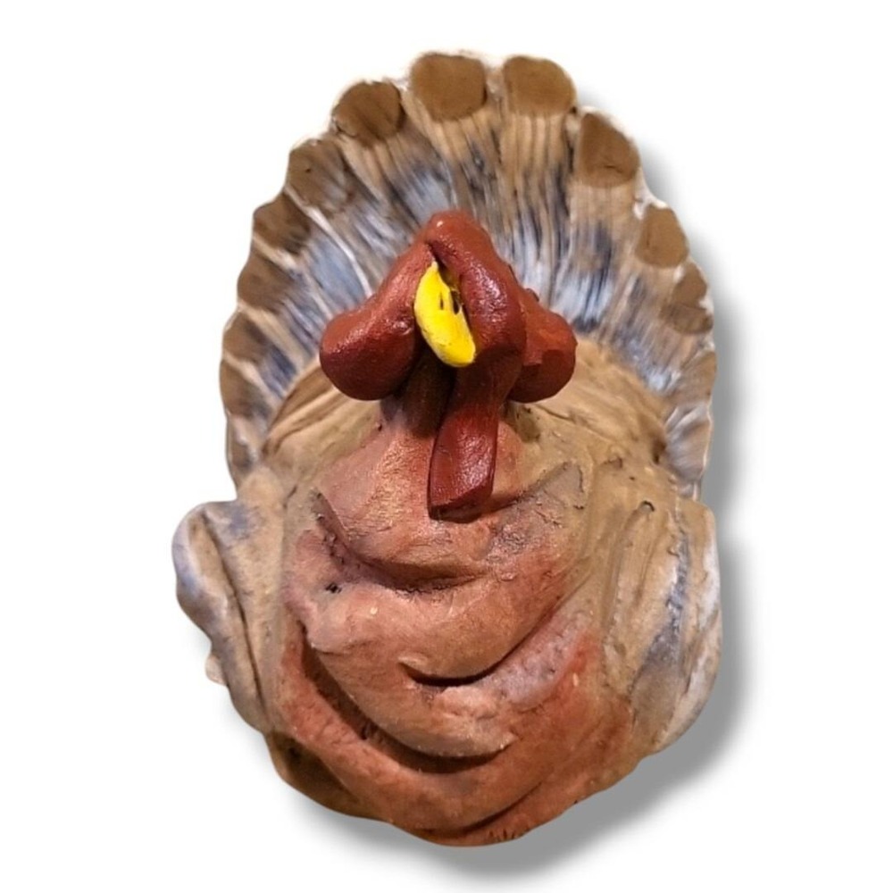 Vintage 1986 Whiterock Studio Clay Pottery Turkey Figurine Thanksgiving Decor
